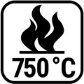 Symbol: Brandmodstandsevne: 750 °C.